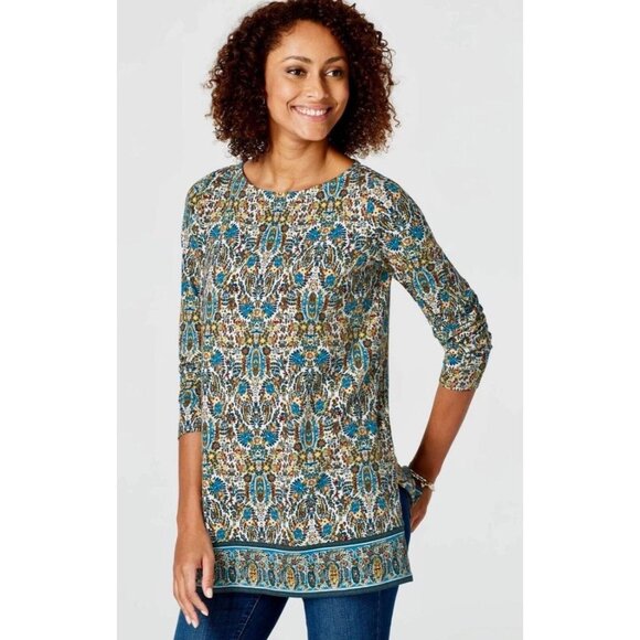 J. Jill Tops - J Jill Floral Paisley Tapestry Print Long Sleeve Womens Knit Tunic Top M Boho